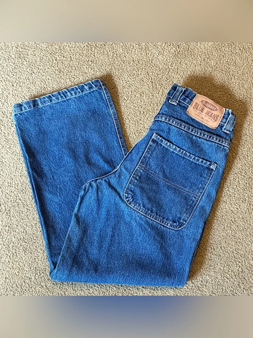 Kids Y2K Old Navy Dark Blue Straight-Leg Denim Jeans Boys 12 Regular Baggy Pants
